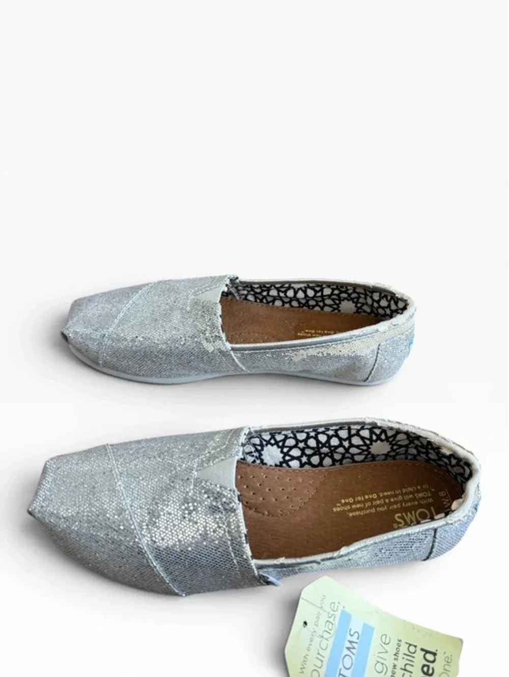Silver Glitter Toms Size 8 New AS IS